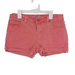 Lefties Shorts Denim Womens Coral Red Frayed Hem